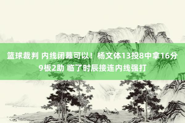 篮球裁判 内线闭幕可以！杨文体13投8中拿16分9板2助 临了时辰接连内线强打