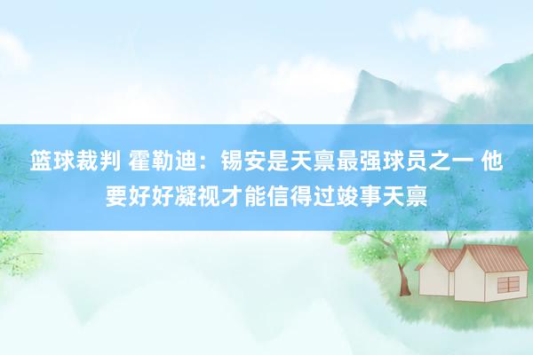 篮球裁判 霍勒迪：锡安是天禀最强球员之一 他要好好凝视才能信得过竣事天禀