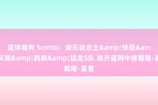 篮球裁判 Scotto：湖东说念主&快船&灰熊&鹈鹕&猛龙5队 挑升篮网中锋戴隆-夏普